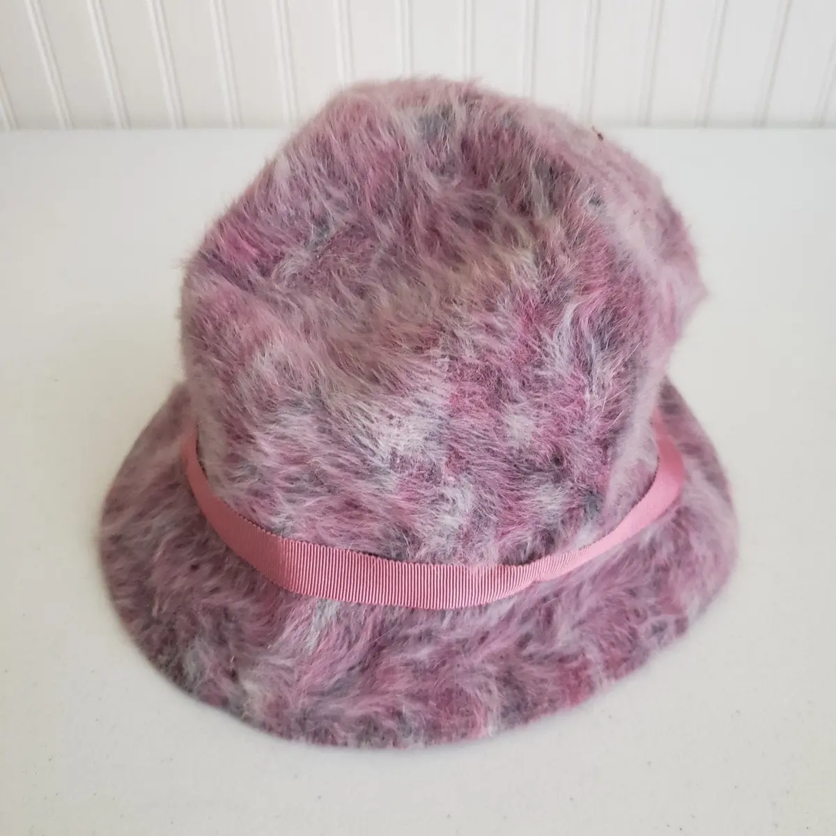 Vintage Kangol Cascade England Pink Angora Fur Bucket Hat Belted Womens England 2