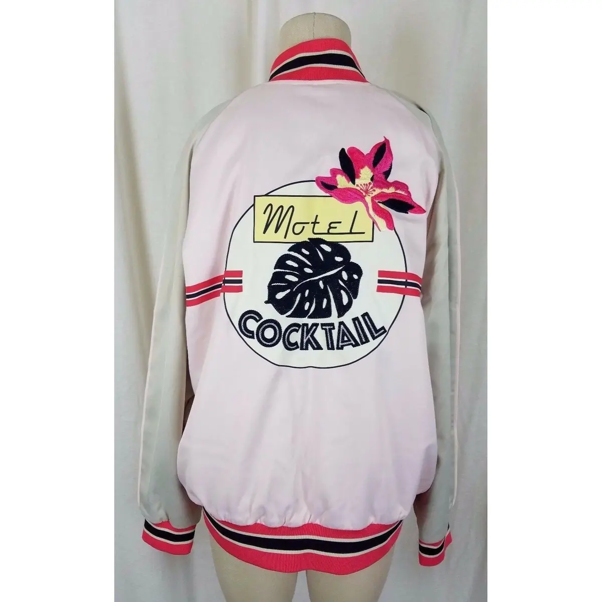 Paris Atelier & Other Stories Motel Cocktail Satin Bomber Jacket Womens 12 Pink 1