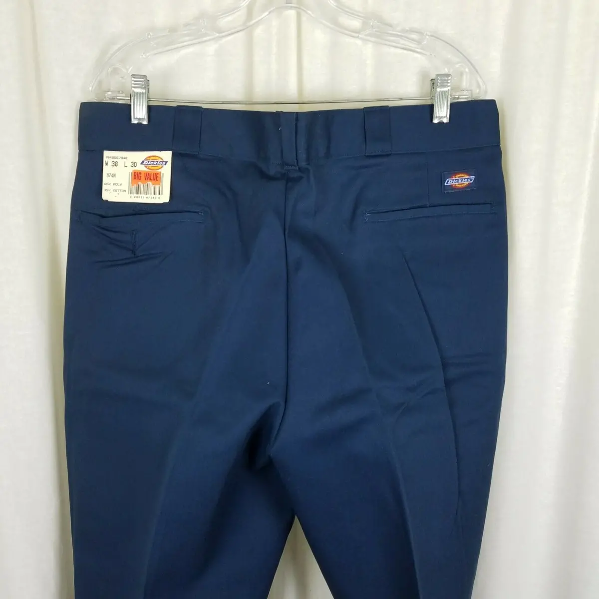 Vintage Dickies Shape Set Stain Release Twill Work Pants Mens 38X30 Navy Nos Usa 2