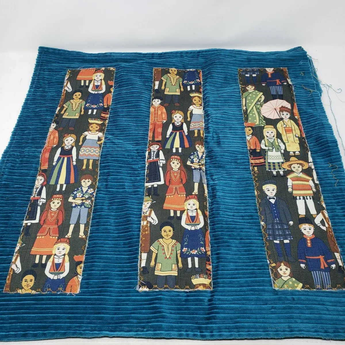 Children Of The World Chenille Ribbed Handmade Decorative Throw Pillow Cover 1