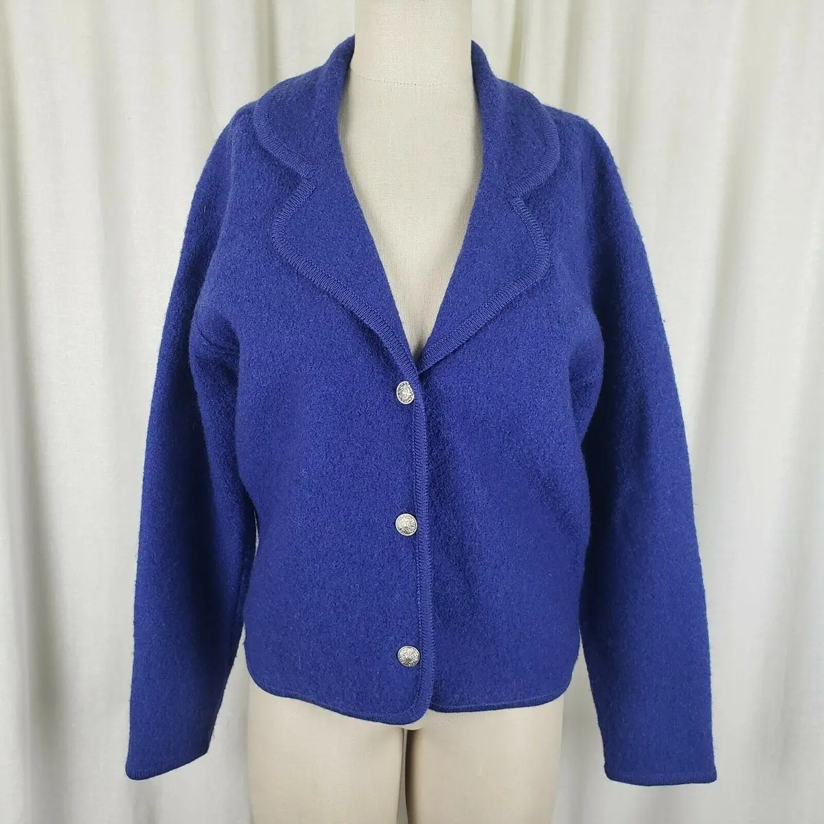 John Meyer Classics Boiled Felted Wool Cardigan Sweater Jacket Blazer Womens S 1