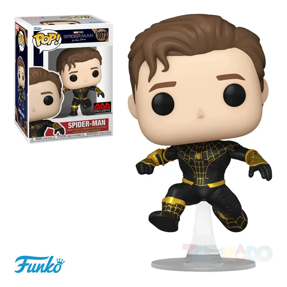 Funko Pop! Marvel #1073 - Spider-Man: No Way Home - Unmasked Spider-Man (Black Suit) Vinyl Figure (65038) Aaa Anime Exclusive 1