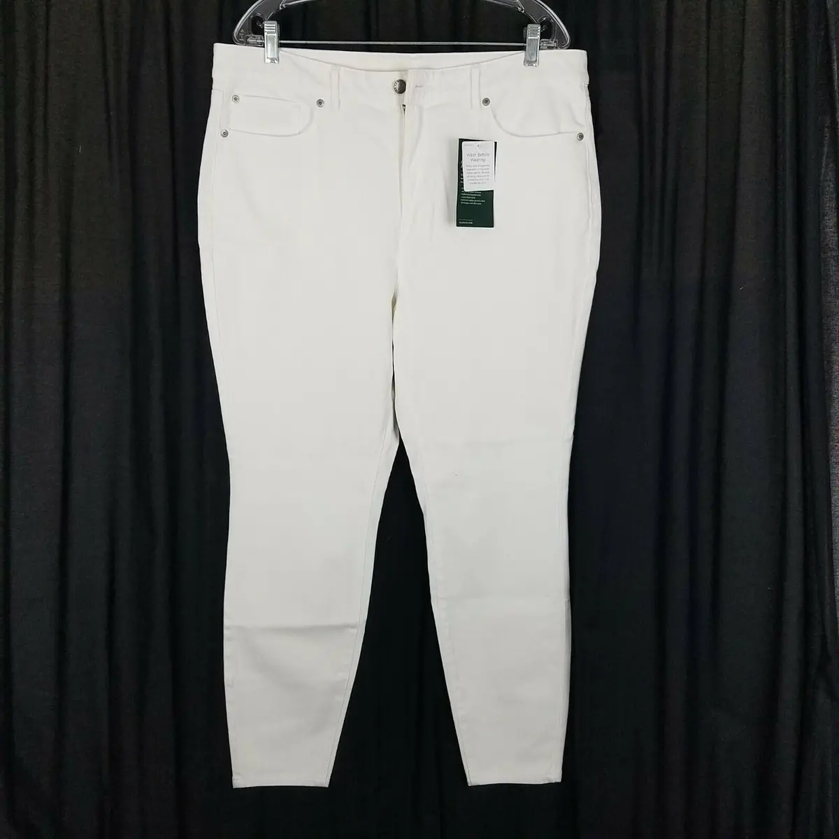 Ll Bean Petites Comfort Knit Classic Fit White Denim Blue Jeans Womens 18P Nwt 1