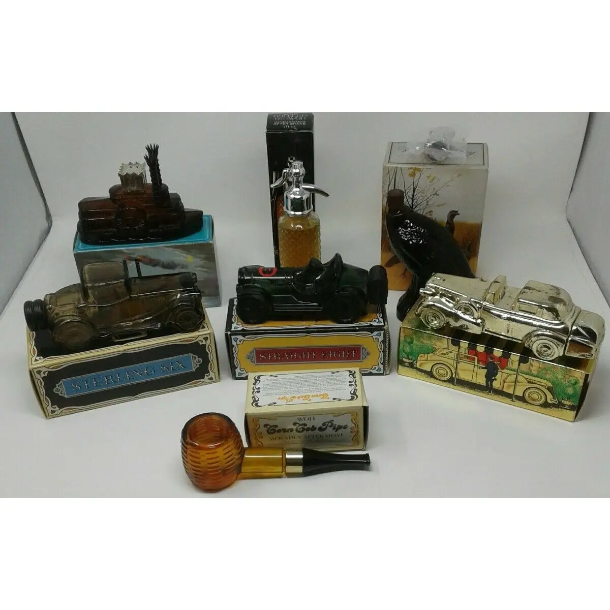 Lot Of 7 Avon Men's Cologne After-Shave Classic Car Boat Pipe Turkey Bottles Usa 1