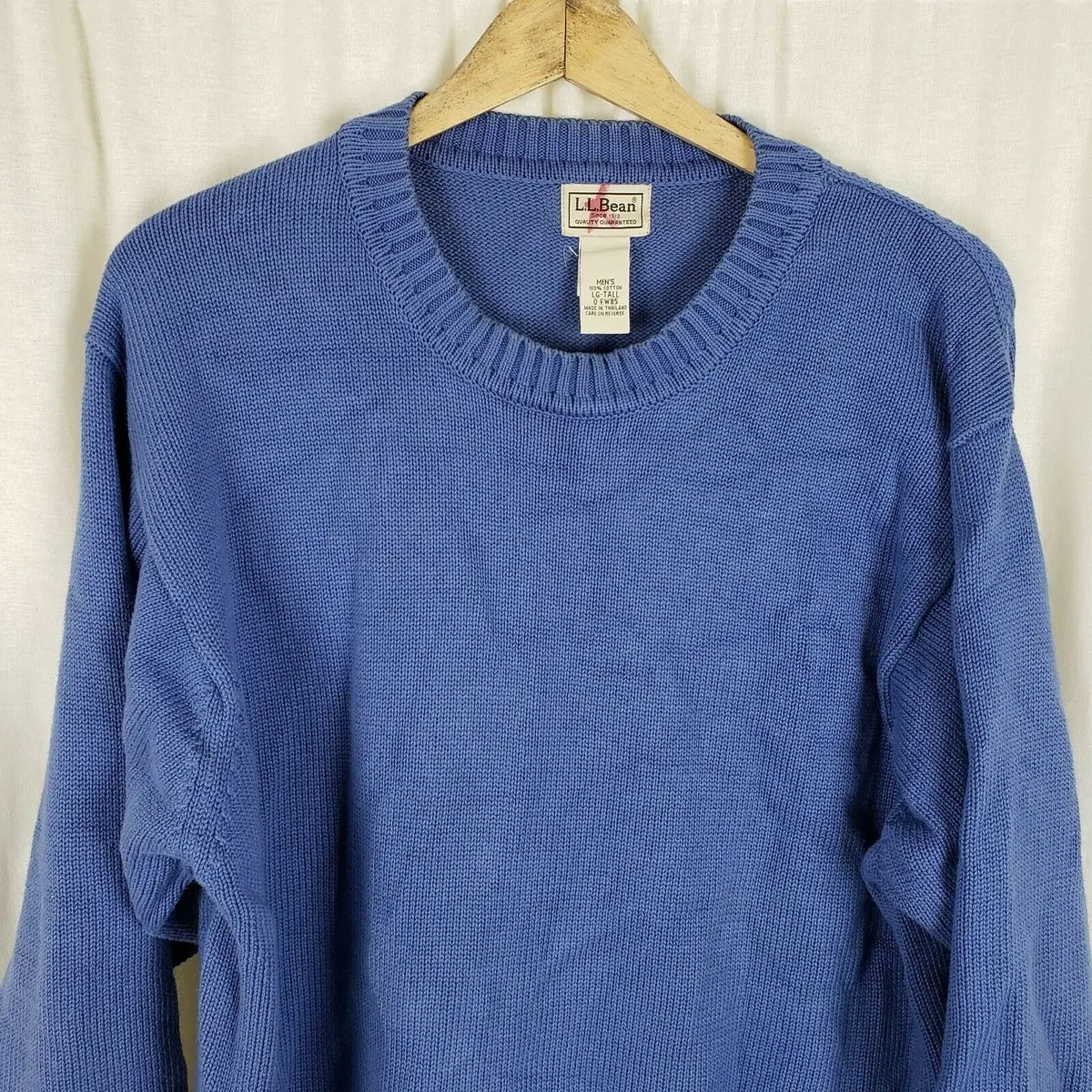Vintage Ll Bean 100% Cotton Crewneck Pullover Sweater Mens Mt Medium Tall Blue 2