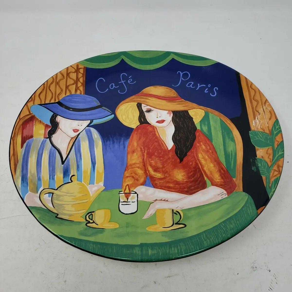 Vintage Sango Cafe Paris Ceramic Dinner Or Serving Plate #4914 Bistro Chairs 94 1