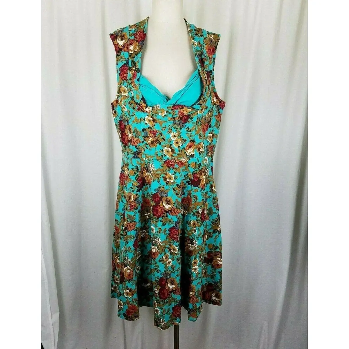 Lindy Bop Ophelia Floral Turquoise Swing Dress Womens 5Xl Retro Pin-Up A-Line 1