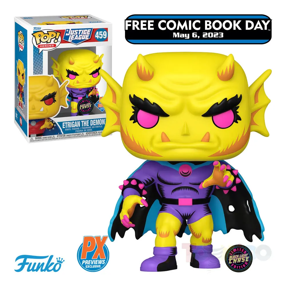 Funko Pop Heroes 459 Dc Comics: Etrigan The Demon (Fcbd 2023, Px Black Light, Chase) Figure (66826-C) Low Stock 1