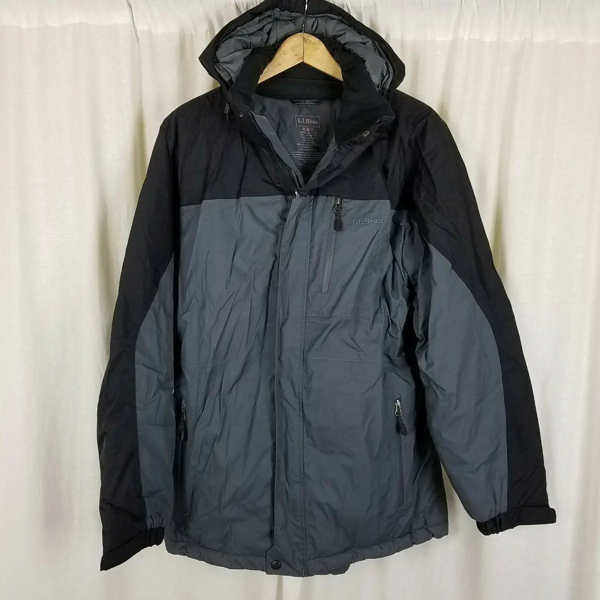 Ll Bean Hooded Anorak Winter Jacket Ski Parka Mens M Colorblock Primaloft Gray 1