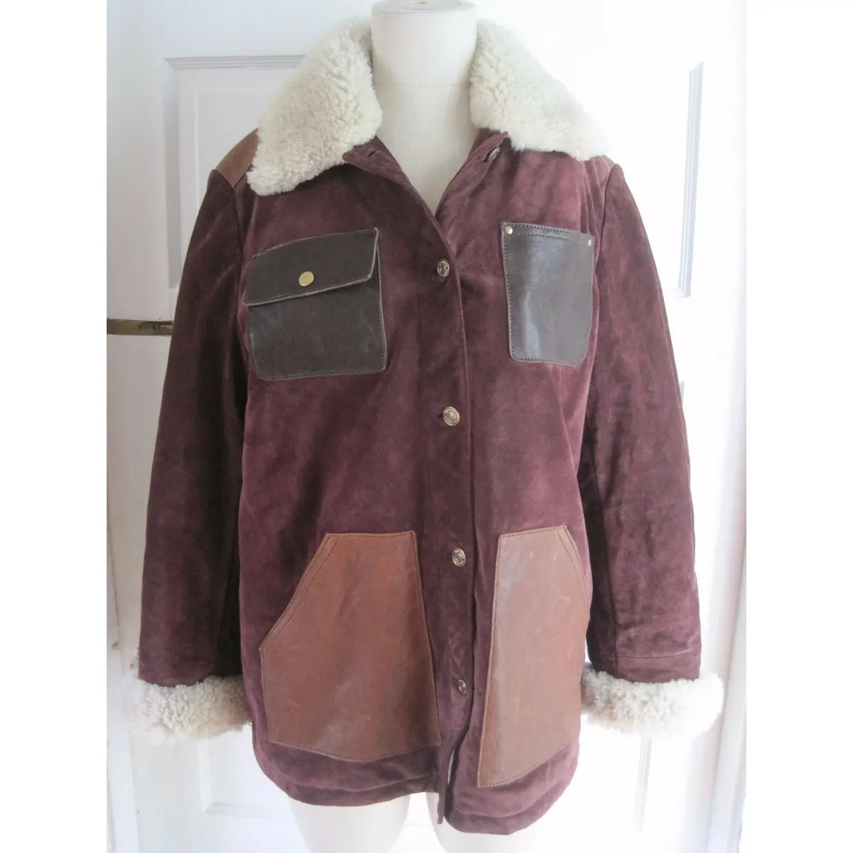 Tommy Hilfiger Collection Runway Sherpa Shearling Leather Coat Womens $1190 6 8 1