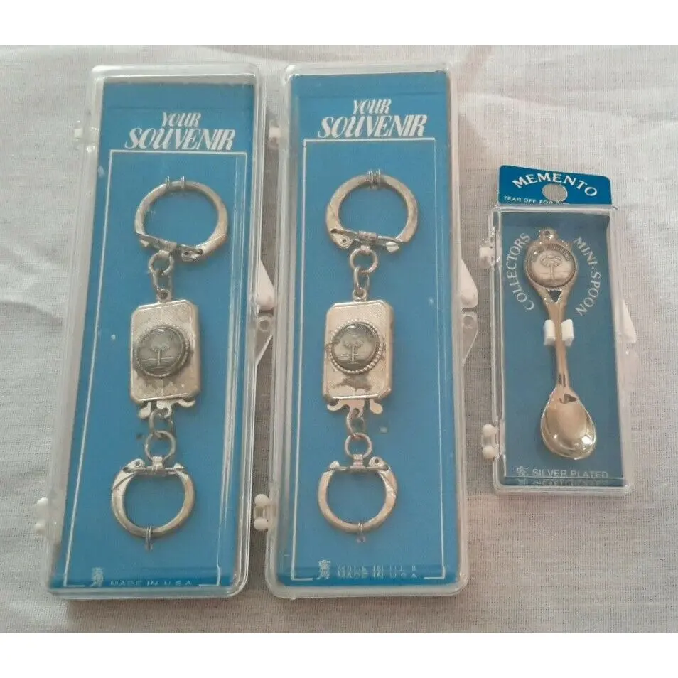 Vintage South Carolina Souvenir Momento Keychains Mini Spoon Usa Lot 3 Silver 1