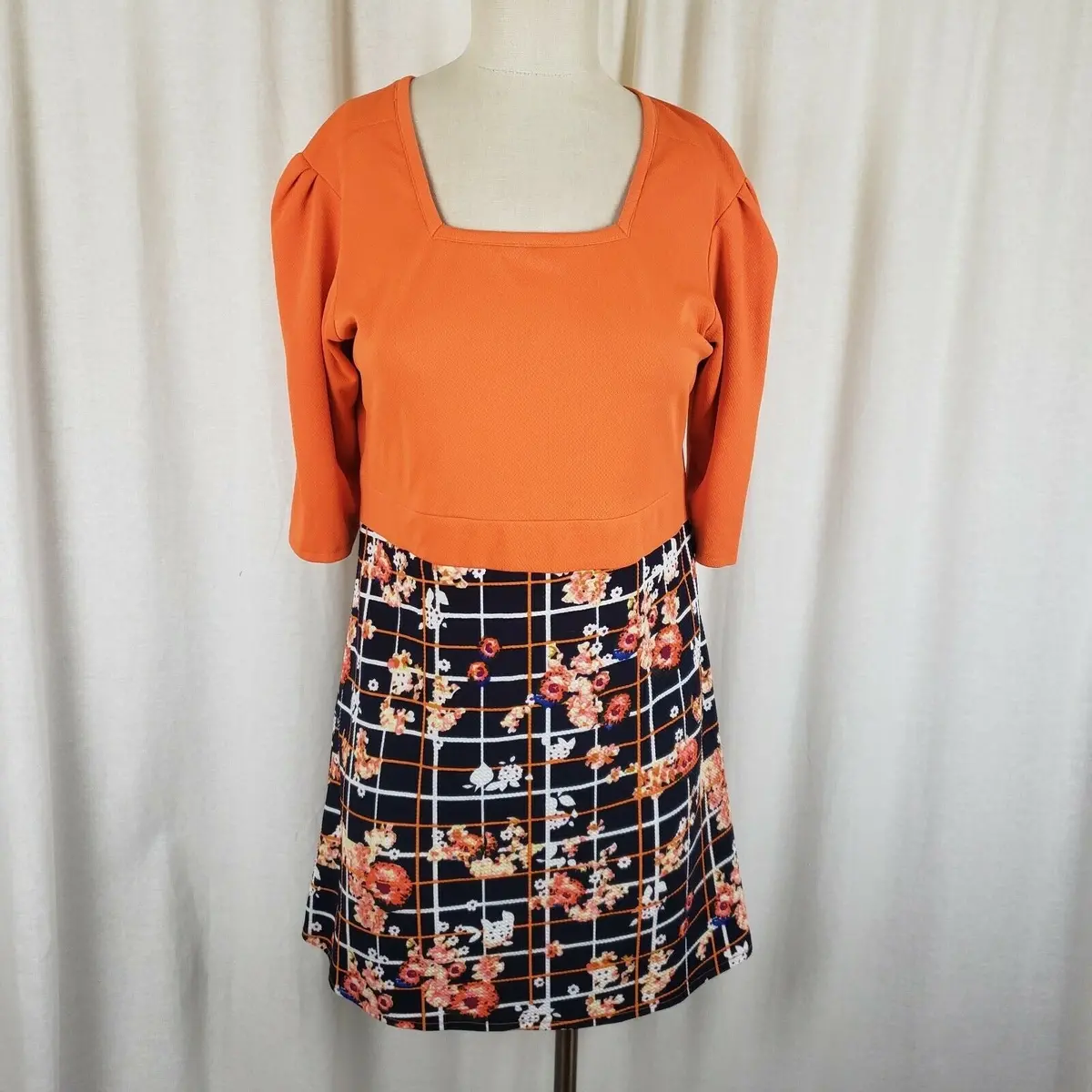 Mod Vintage 60S Twiggy Space Age Fit & Flare Twirl Mini Dress Floral Womens M L 1
