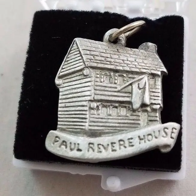 Paul Revere House Pewter Charm Silver Necklace Jewelry New England Souvenir Ma 1