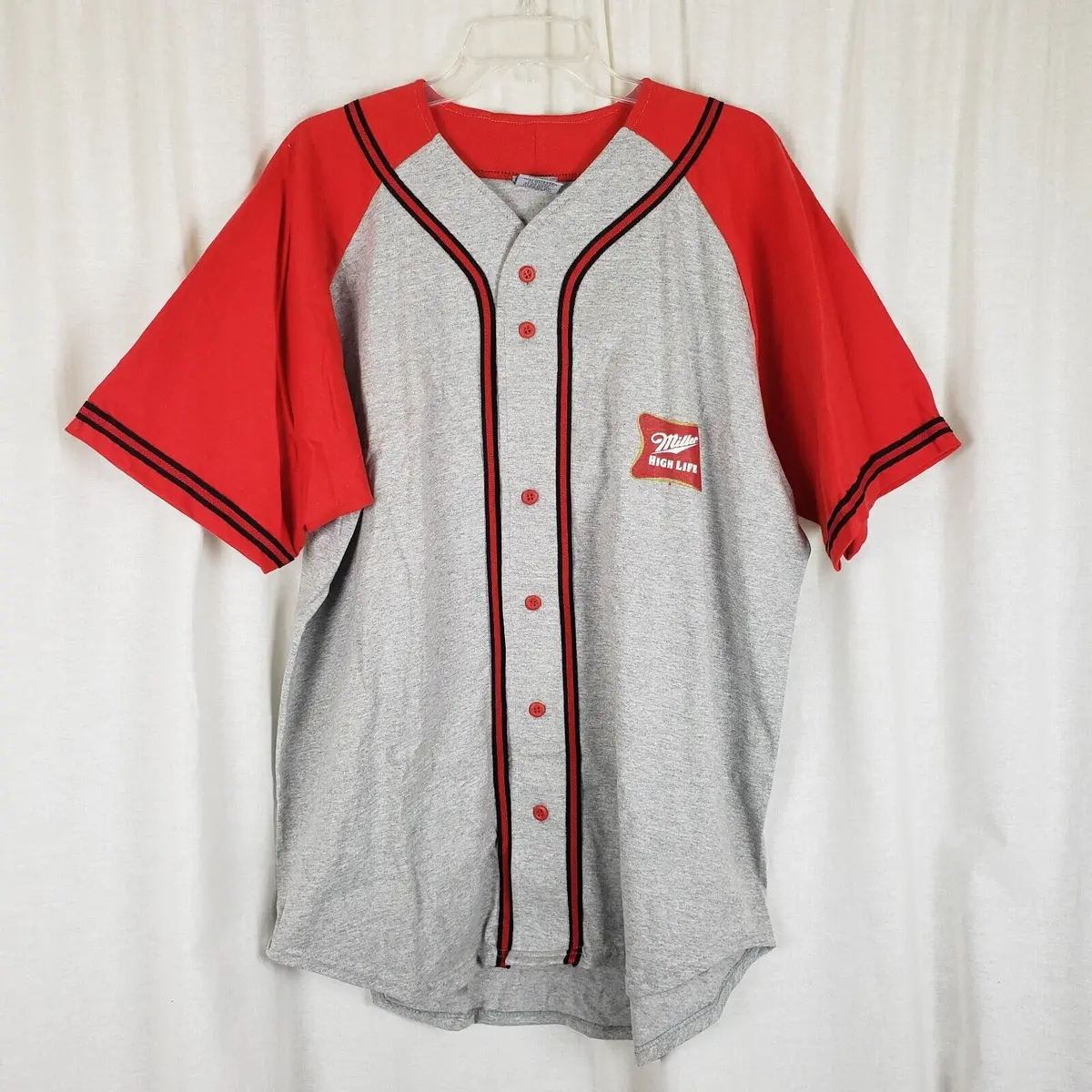 Vintage Miller High Life Double Sided Baseball Jersey Button Up Ss Mens Xl Usa 1