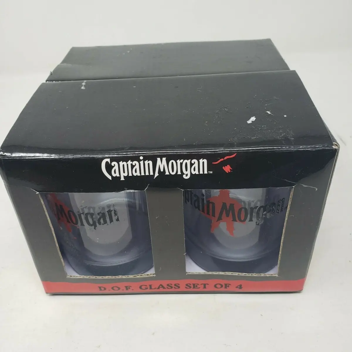 Captain Morgan Official Crew Gear Rocks D.O.F. Set Of 4 Glasses In Box Barware 1