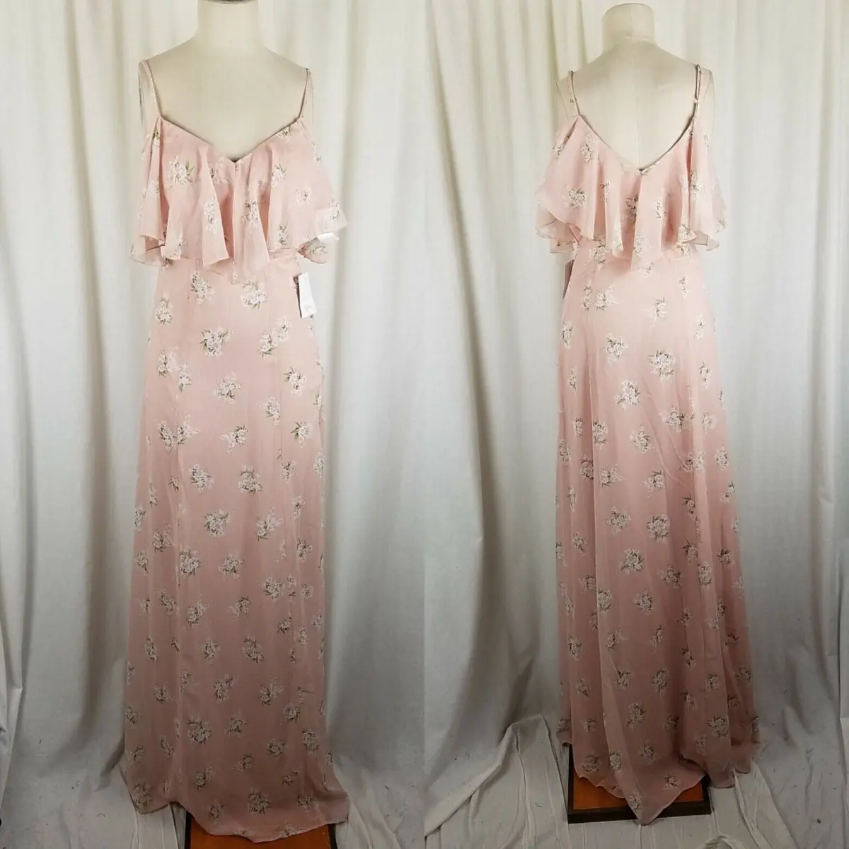 Show Me Your Mumu Floral Caitlin Maxi Boho Flutter Dress Womens Xs Bridesmaid 1