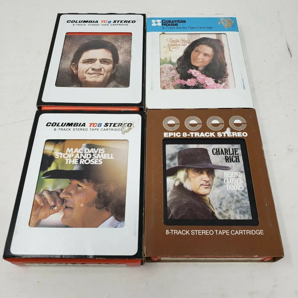 8-Track Loretta Lynn Johnny Cash Mac Davis Charlie Rich Stereo Tapes Music Lot 4 1