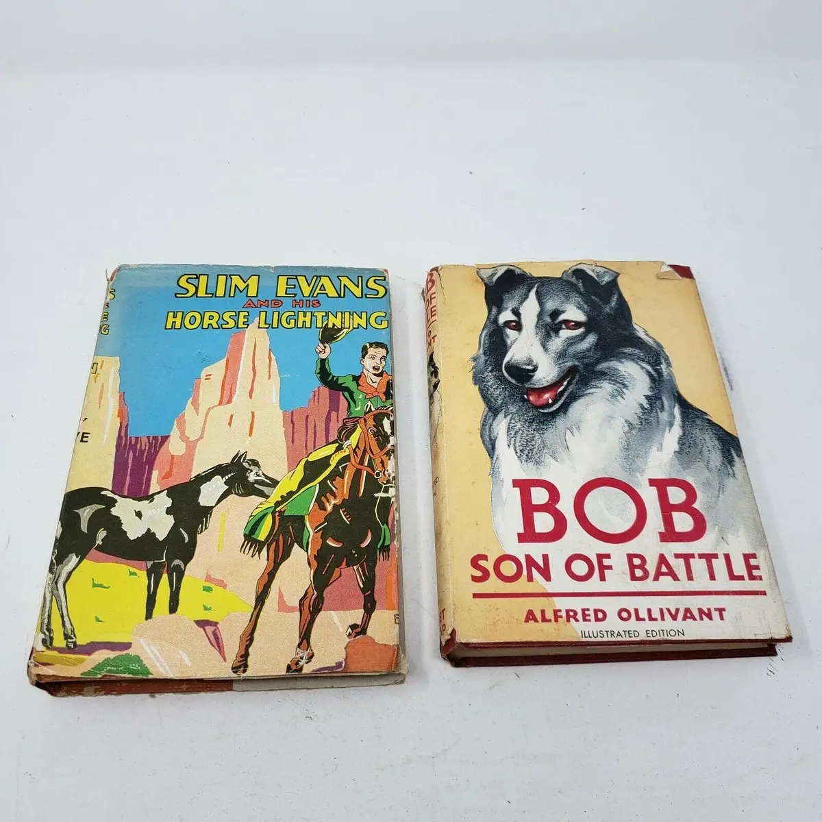 Vintage Hardcover Books Slim Evans And Horse Lightning Bob Son Of Battle Lot 2 1