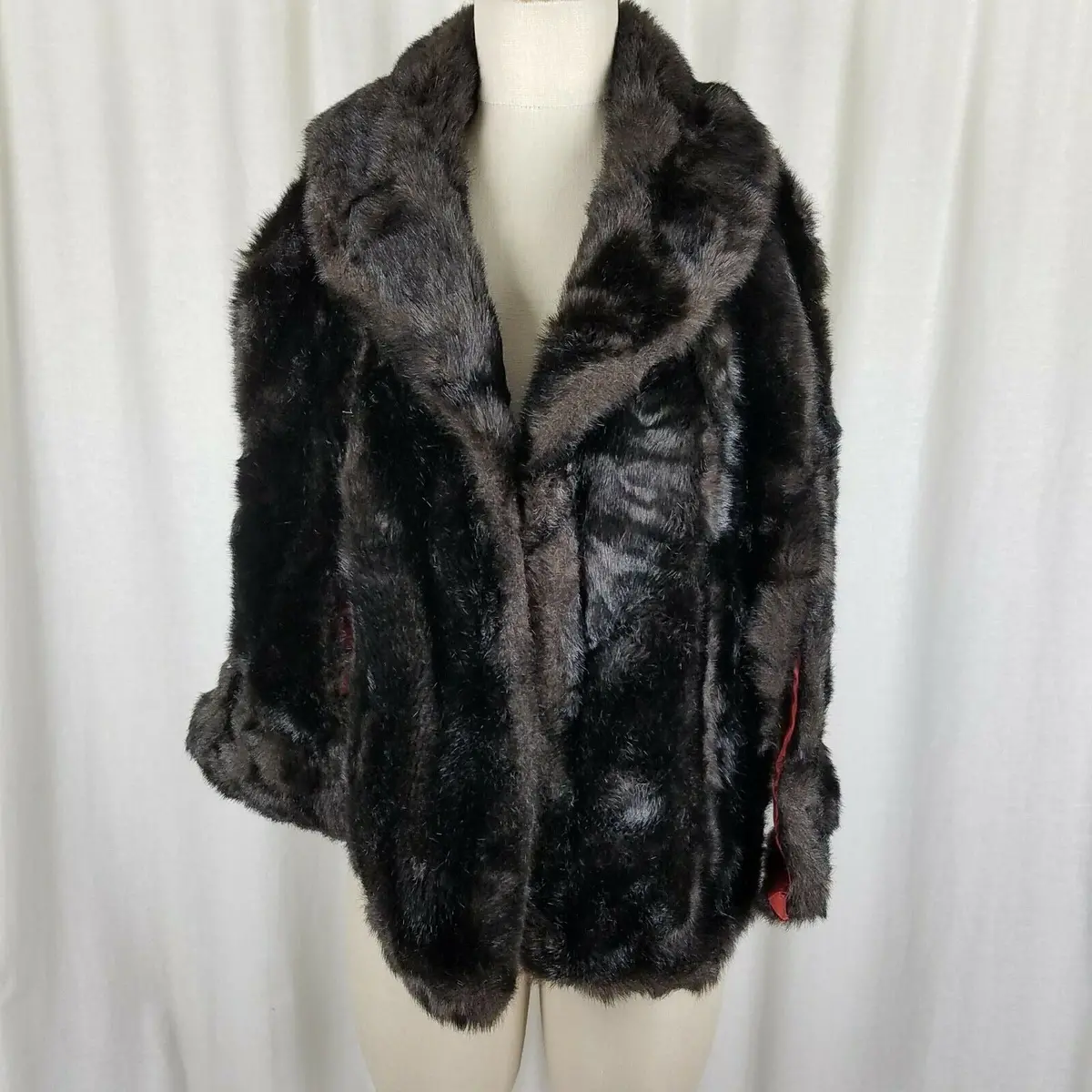 Vintage Faux Fur Cape Stole Wrap Womens Os Hollywood Glam Formal Coat 1