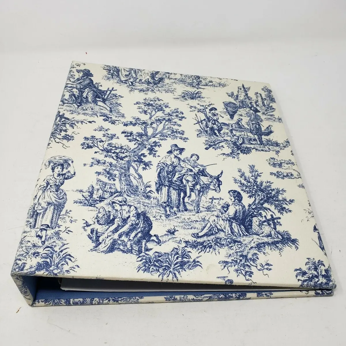 Vintage Target Blue Country French Toile Print Fabric Photo Album 3 Ring Binder 1