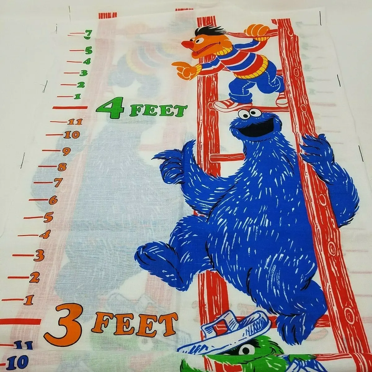 Princess Fabrics Sesame Street Fabric Growth Chart Panels Vintage Muppets 503 1
