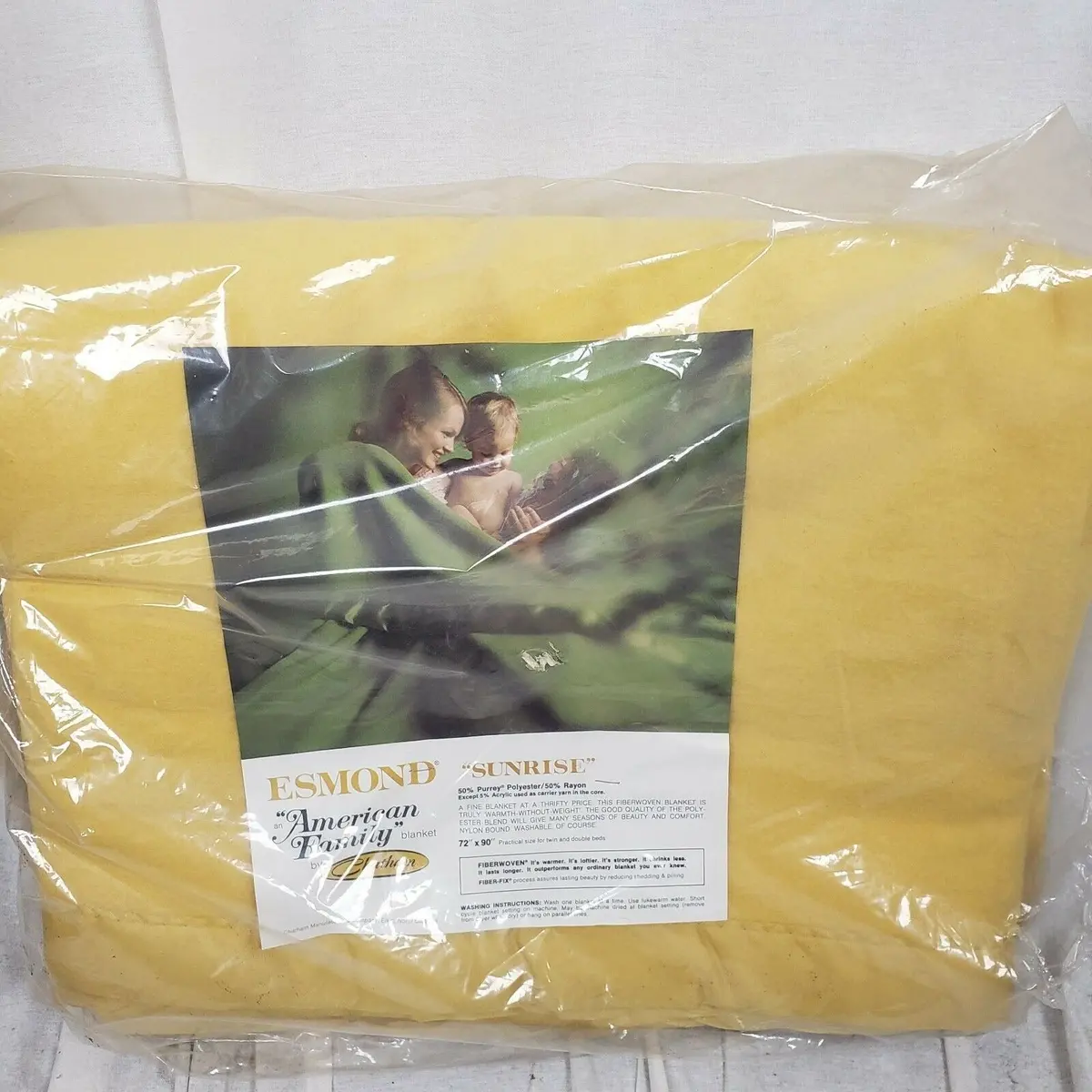 Chatham Esmond Sunrise Blanket Fiberwoven Nylon Satin Trim Binding Vintage 72X90 1
