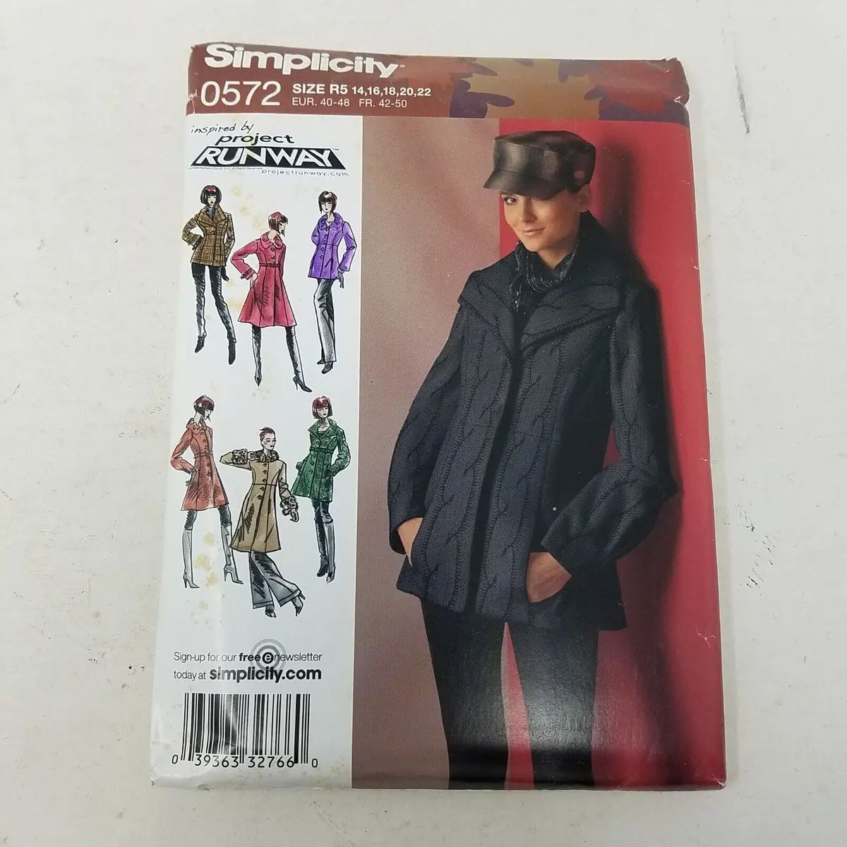 Simplicity Project Runway Sewing Pattern 0572 Coat Uncut Womens 14 16 18 20 22 1