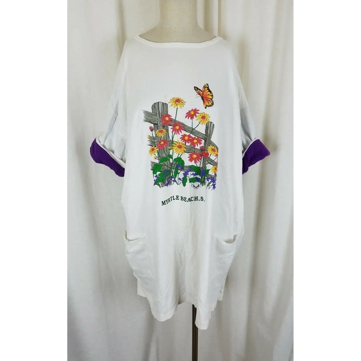 Vintage Fun Time Myrtle Beach Sc Long Tshirt Style Swim Suit Cover Up Womens Os 1