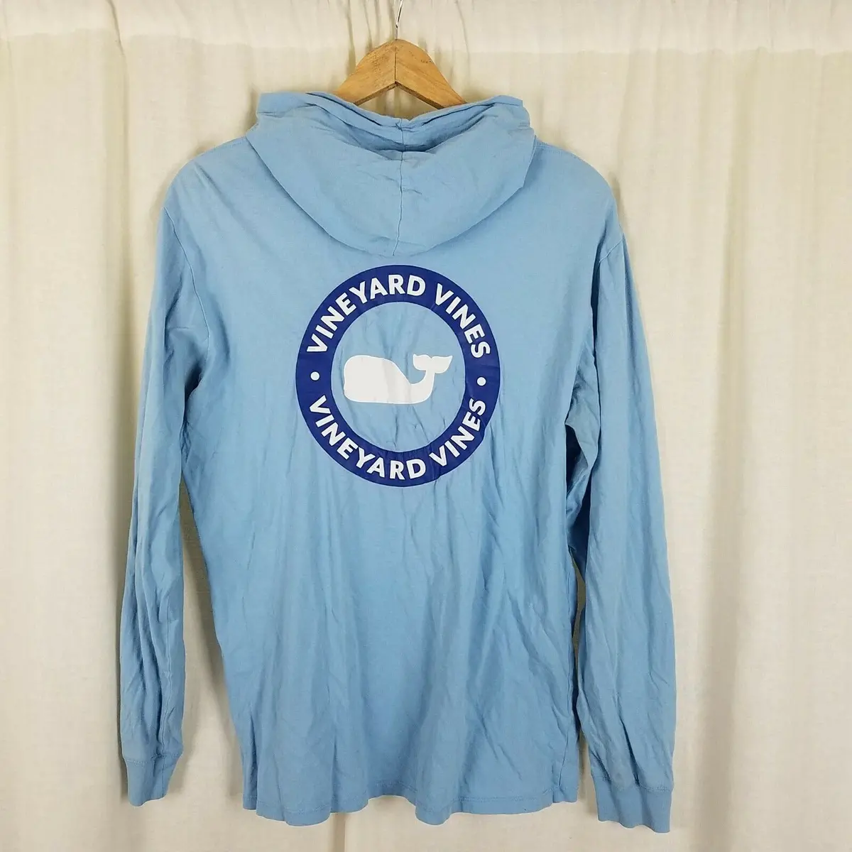 Vineyard Vines Long Sleeve Hooded T-Shirt Mens M Whale Double Sided Screenprint 1