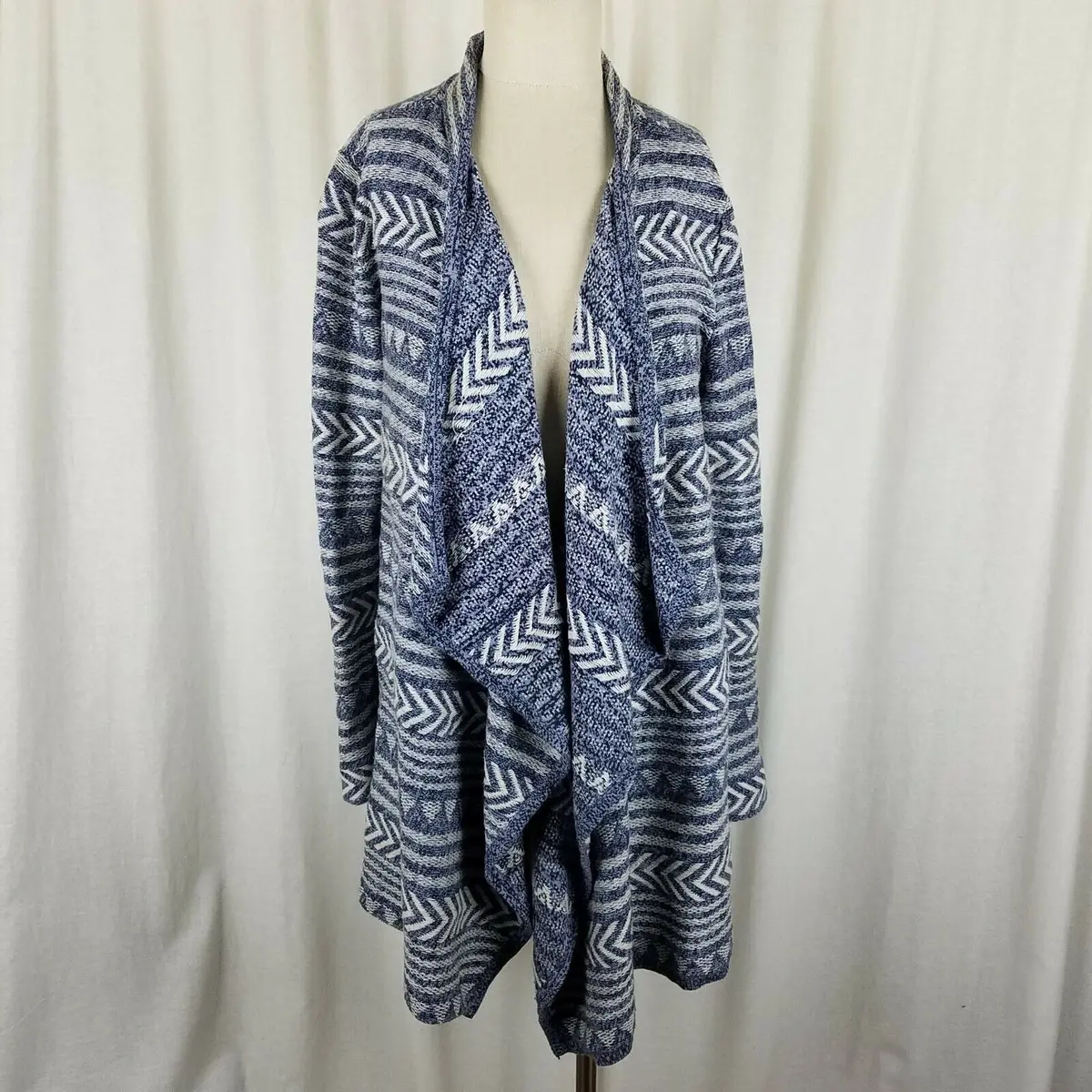 Lucky Brand Waterfall Long Open Front Wrap Cotton Cardigan Sweater Womens M 1