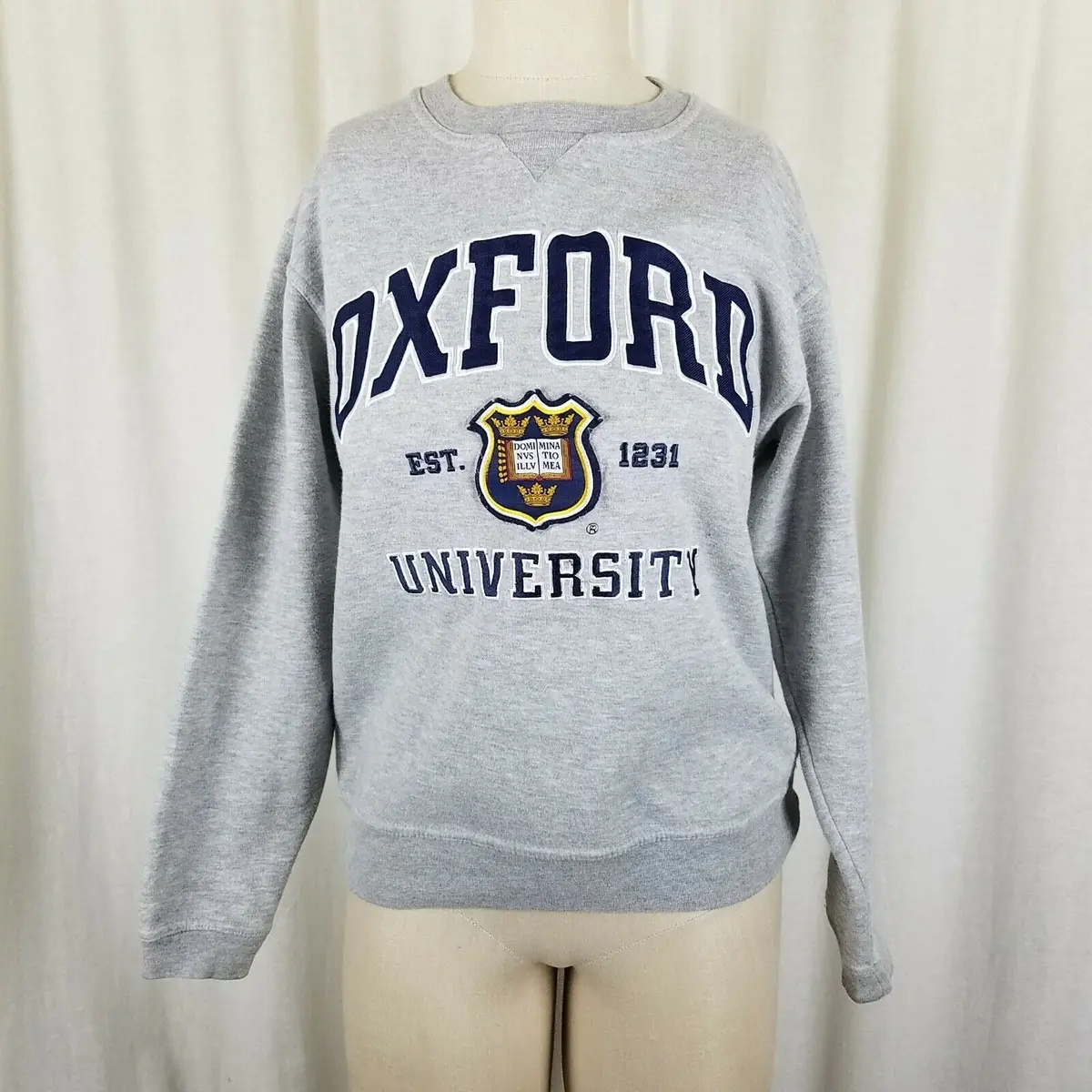 Oxford University Authentic Crewneck Sweatshirt Pullover Mens M Gray Jersey Knit 1