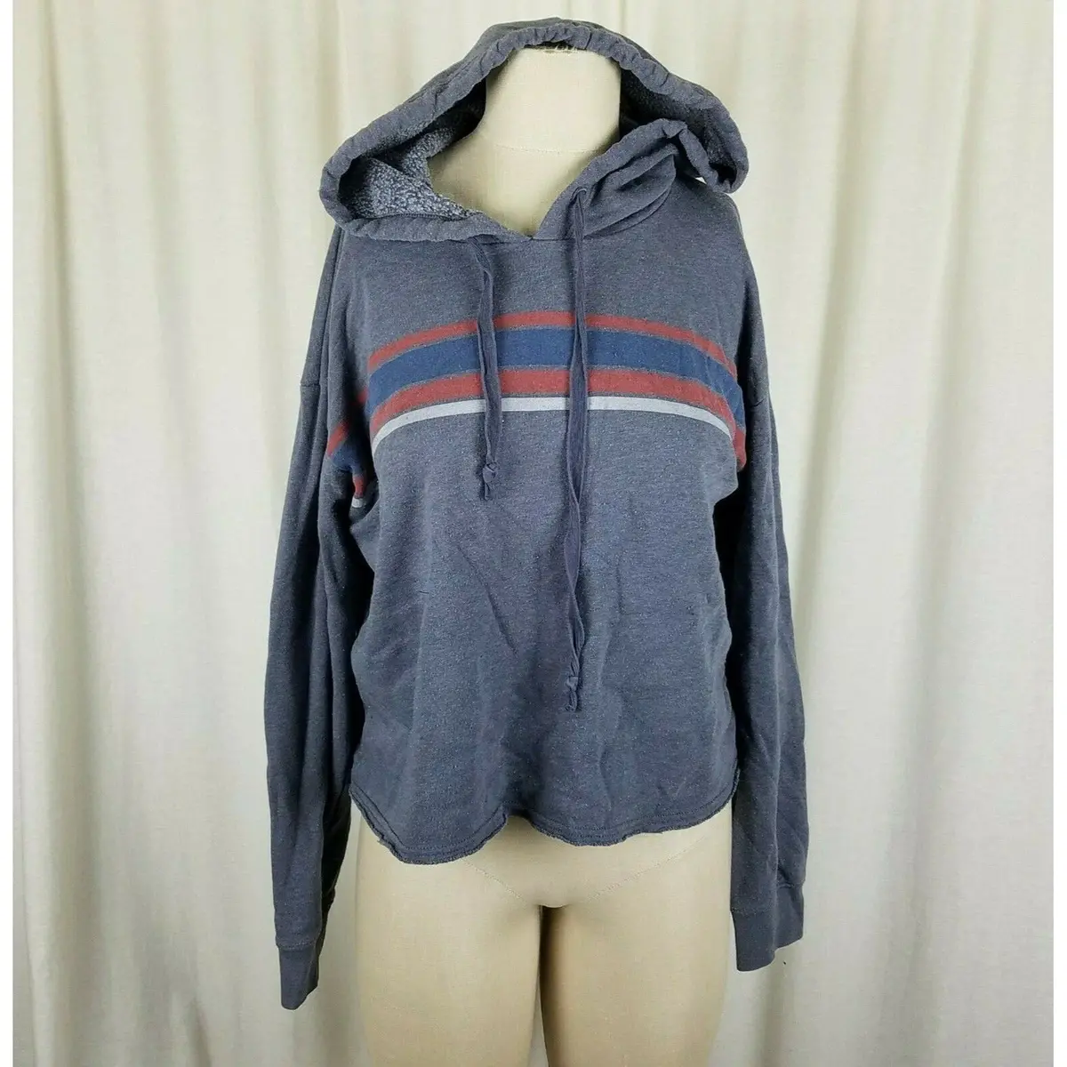 American Eagle Rainbow Stripe Hooded Pullover Sweatshirt Jacket Hoodie Womens M 1