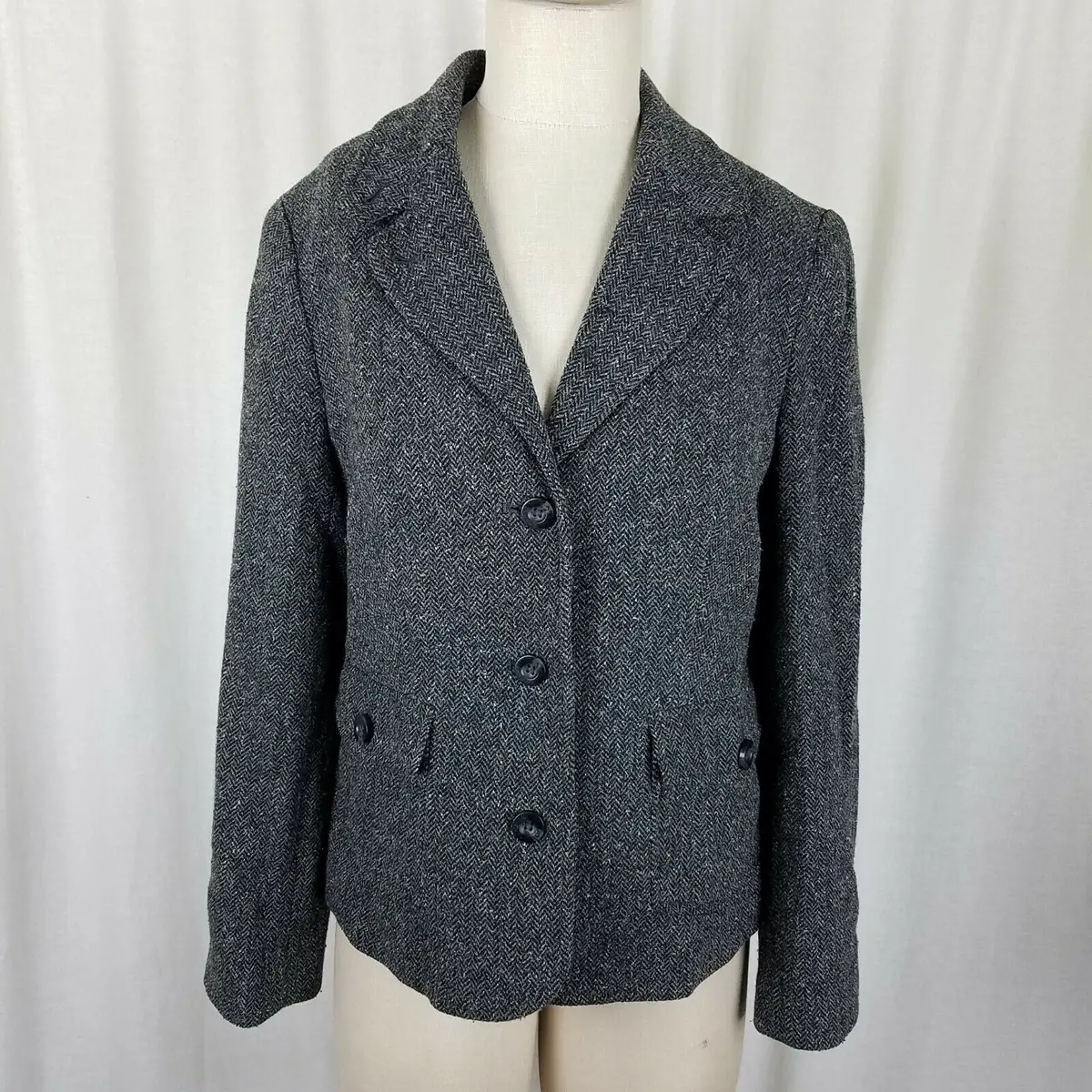 Ll Bean Wool Silk Herringbone Equestrian Riding Country Jacket Blazer Womens Mp 1