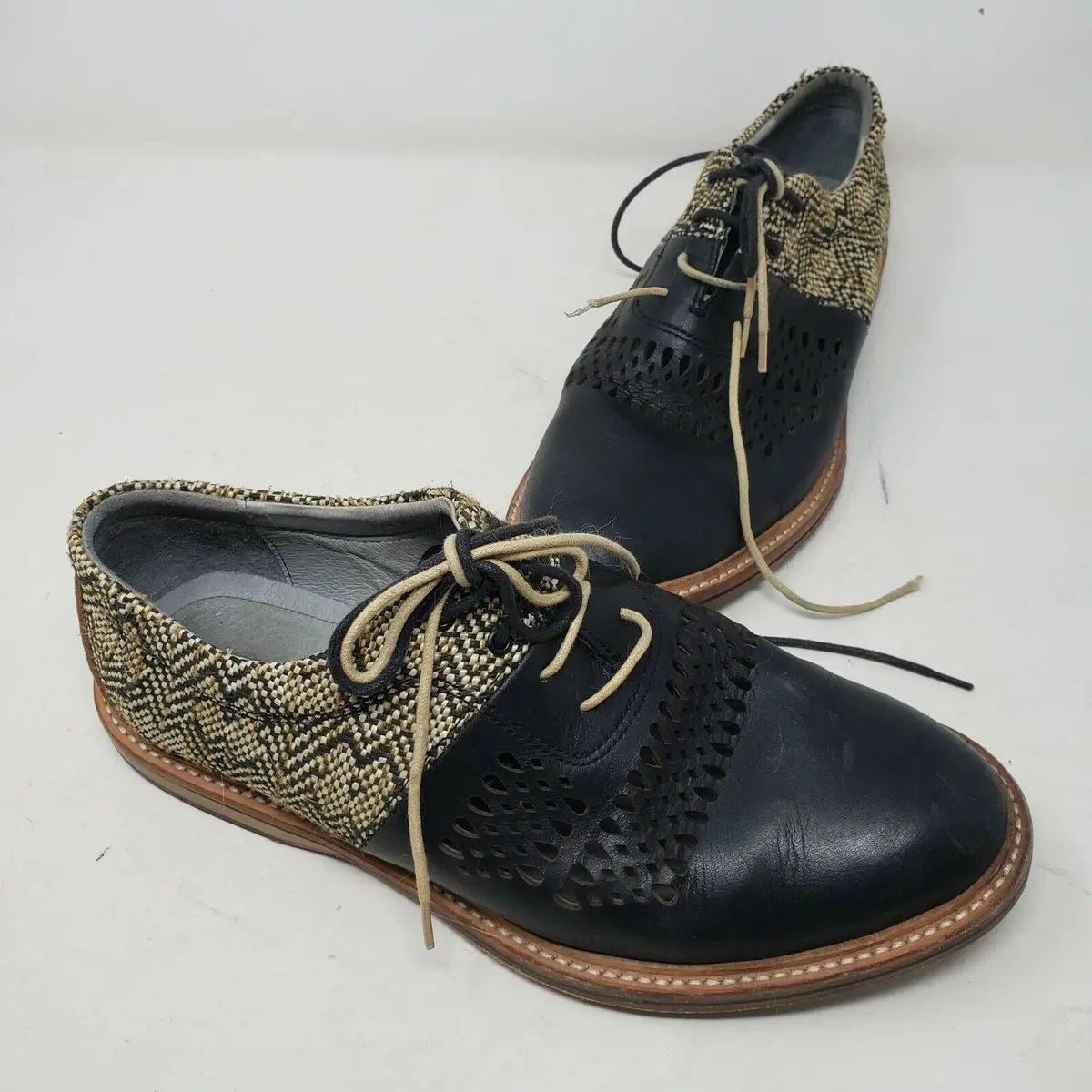 Thorocraft Mercer Men's Black Leather Lace Up Oxford Shoes Size 45 12 Colorblock 1