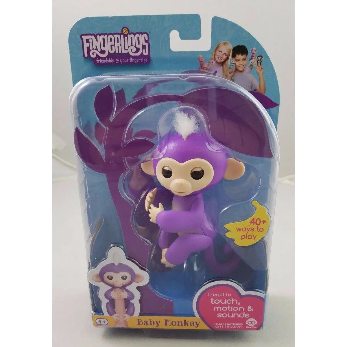Fingerlings Baby Interactive Monkey Mia Purple 40 Sounds Finger Toy Fingertips 1