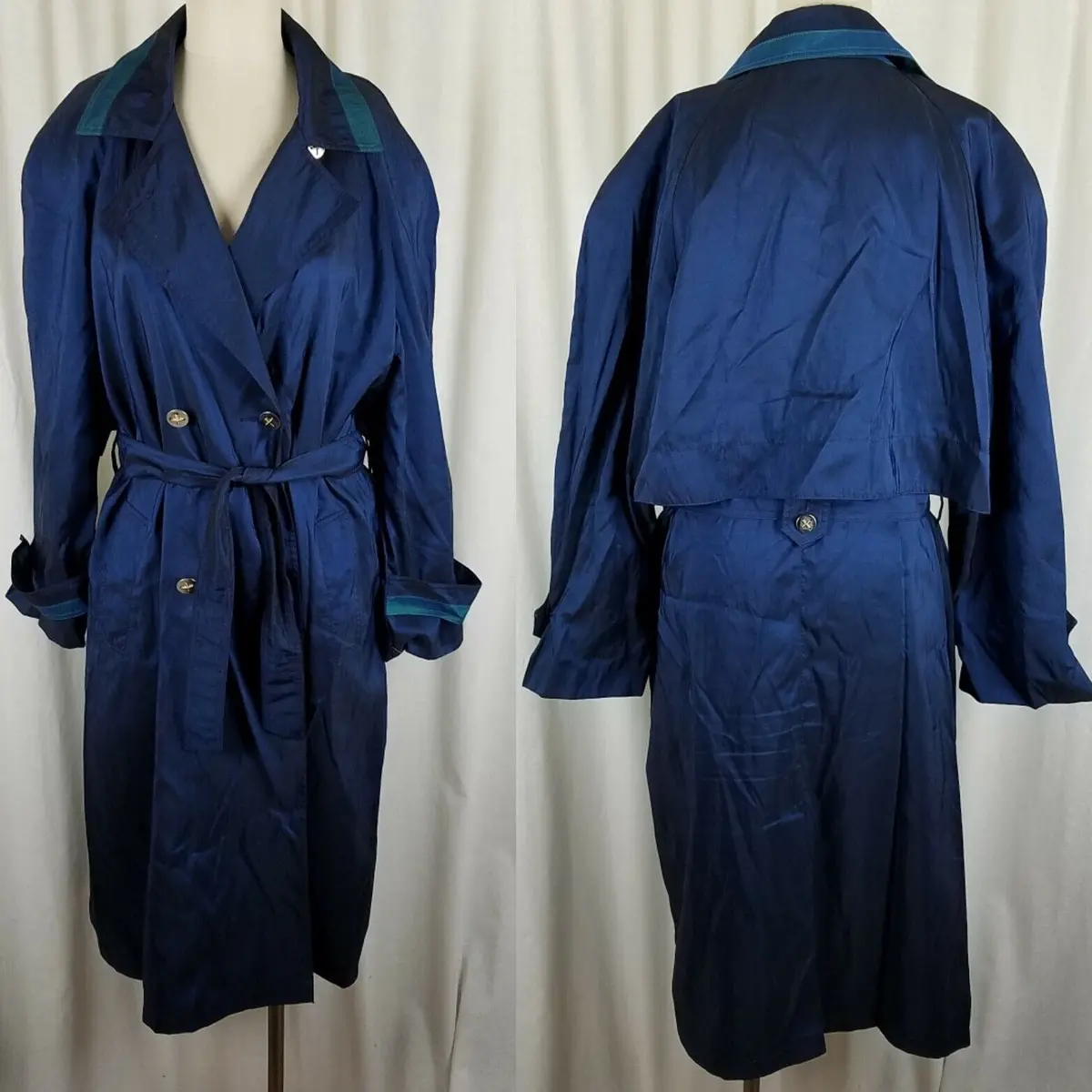 Forecaster Metallic Belted Cape Top All Weather Rain Trench Coat Womens 14 Usa 1