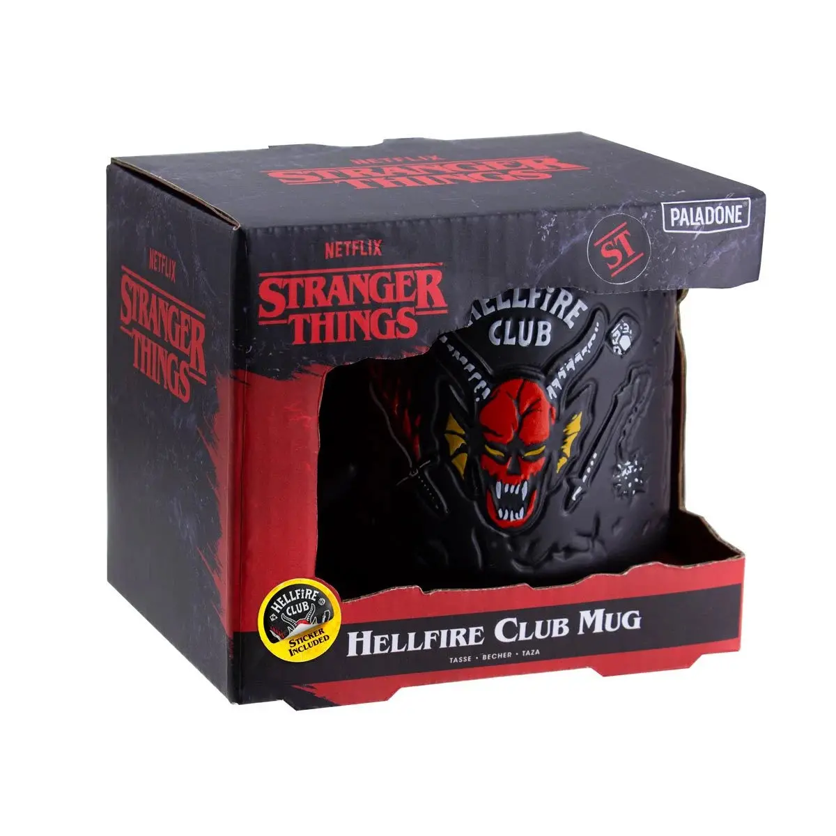 Paladone - Netflix: Stranger Things - Hellfire Club Demon Embossed 13 Oz. Black Coffee Mug & Sticker 1