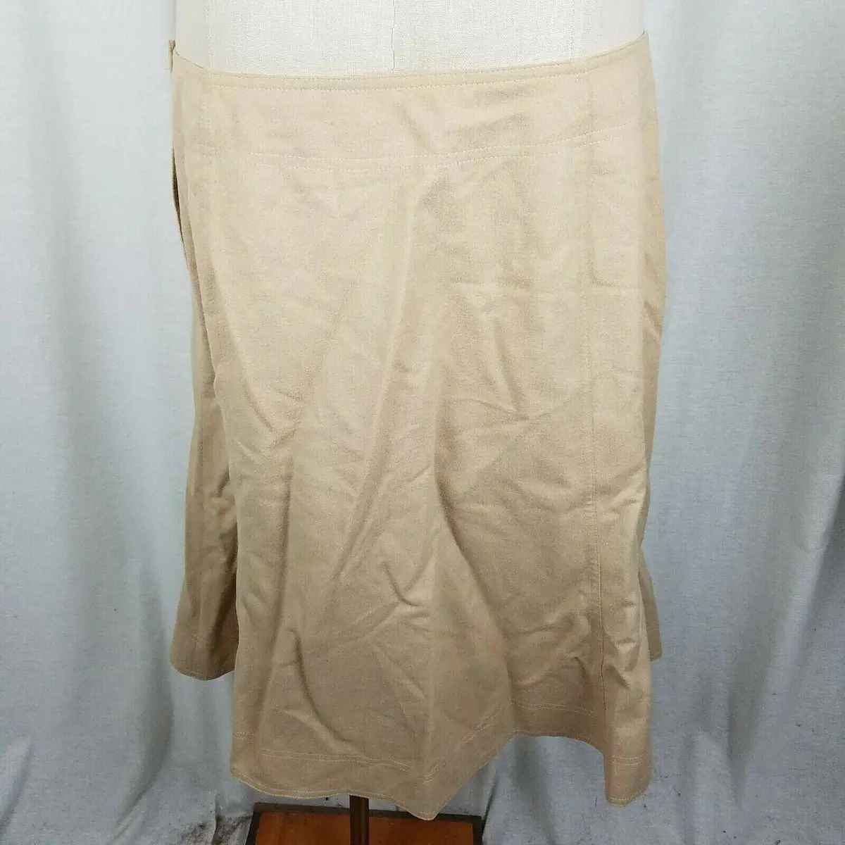 Talbots Collection Wool & Angora Fit & Flare Skirt Womens 16 Tan Italian Fabric 1