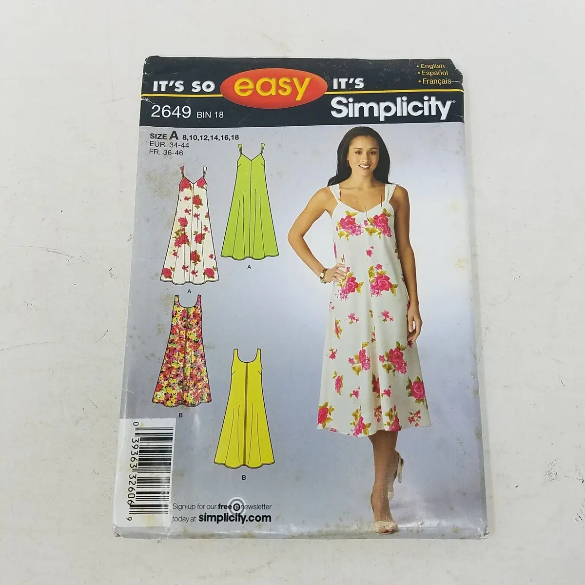 Simplicity Sewing So Easy Pattern Aline Dress 2649 Womens 8 10 12 14 16 18 Uncut 1