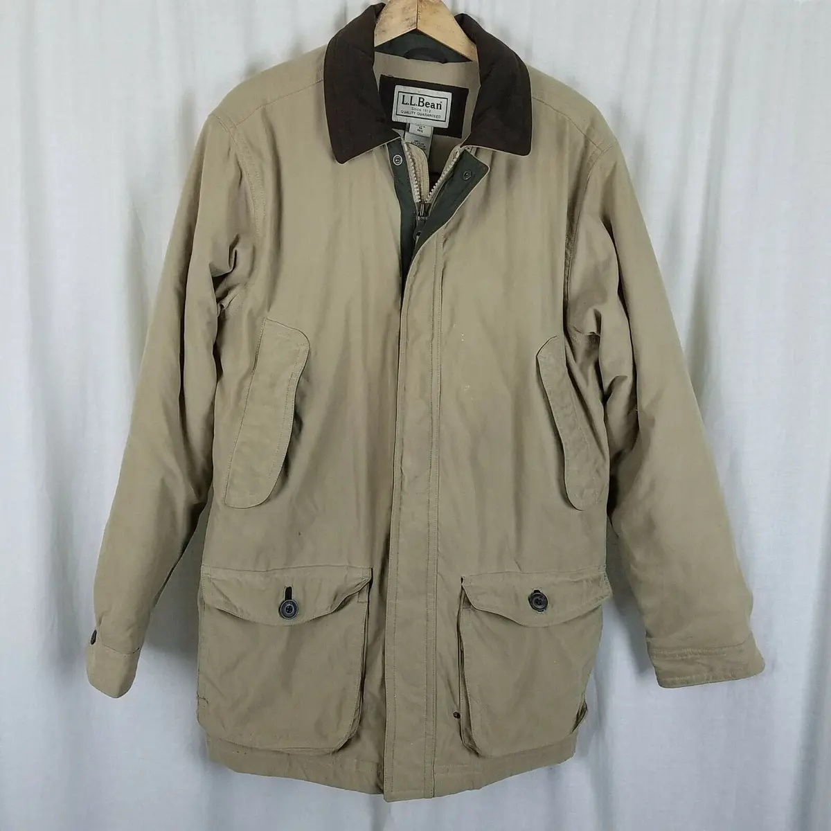 Ll Bean Flannel Lined Quilted Insulated Winter Field Jacket Parka Coat Mens M 1