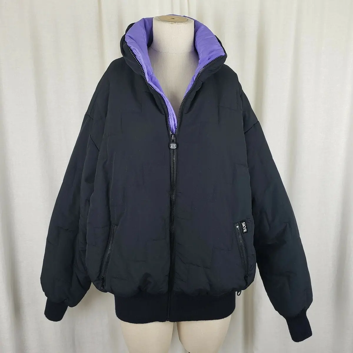 Vintage Skyr Gore-Tex Retro 90S Black Parka Ski Puffer Jacket Womens 14 Purple 1