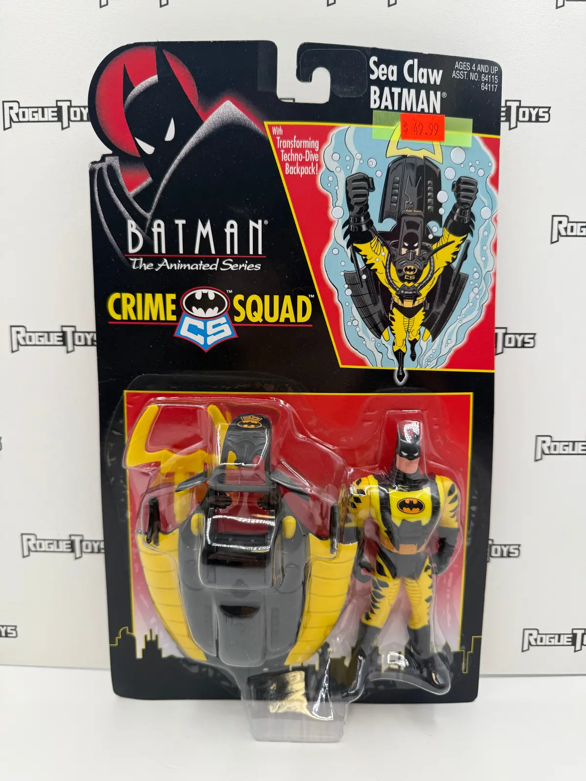 Kenner Batman The Animated Series Crime Squad Sea Claw Batman With Transforming Techno-Dive Backpack! 1