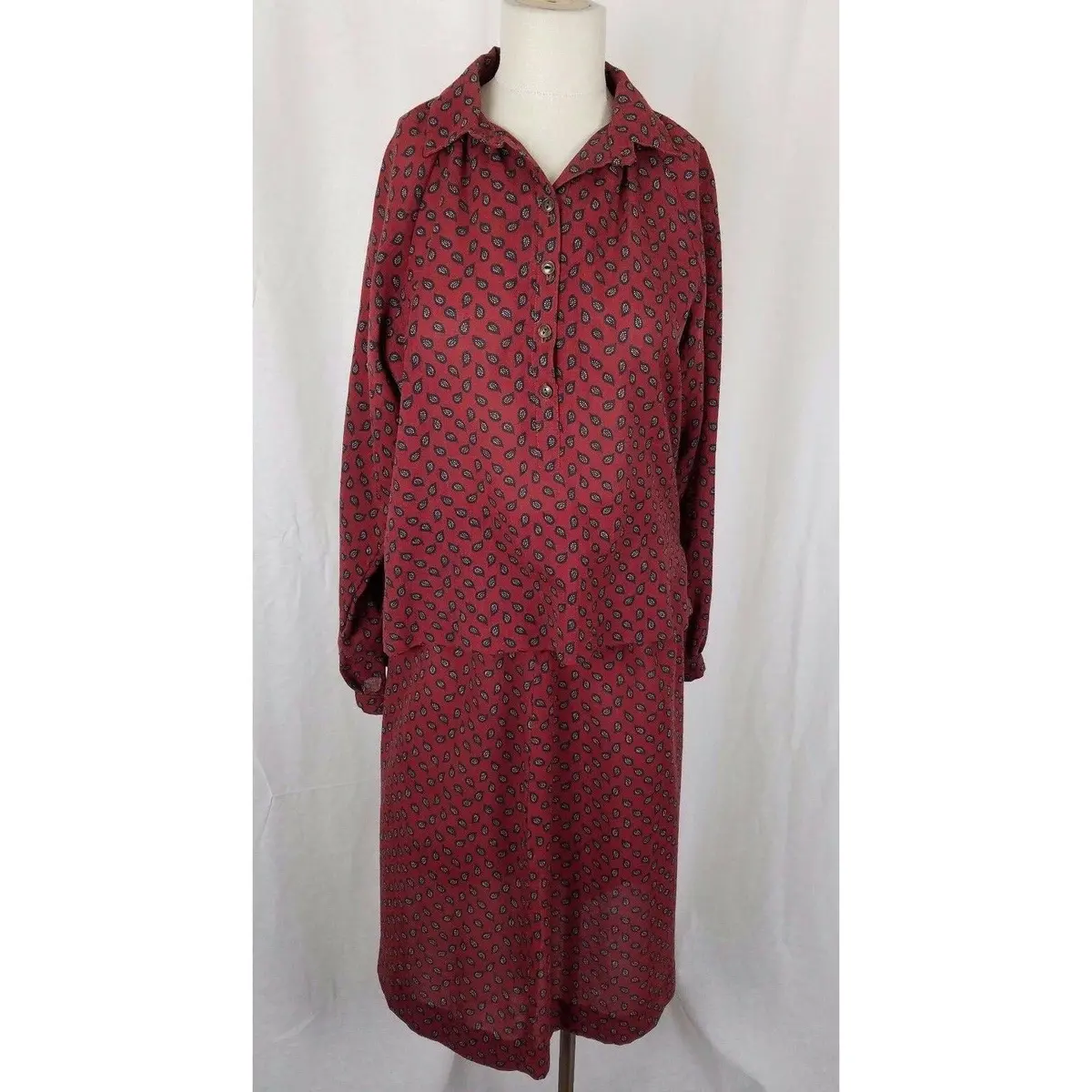 Matti Of Lynne 2 Piece Skirt & Shirt Top Jacket Outfit Set Suit Womens 6 Paisley 1
