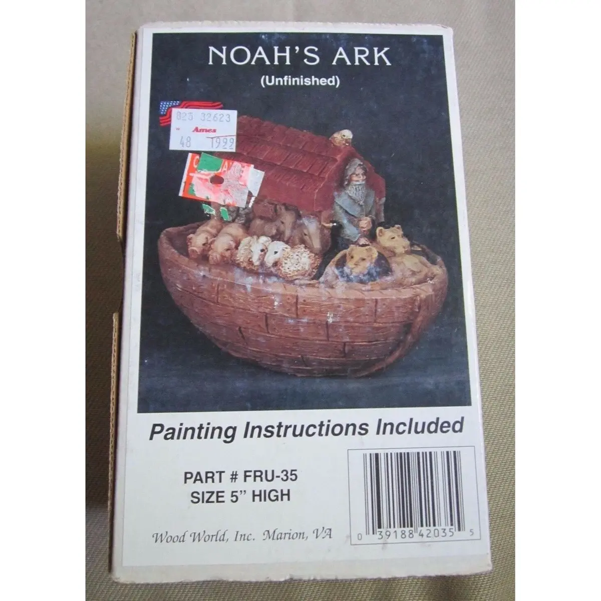 Vintage Wood World Paintable Noahs Ark Unfinished Ceramic Bisque Usa 5 Inches 1