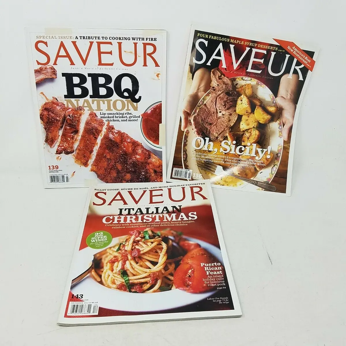 Saveur Magazine 2011 Lot Of 3 Editions Issues 136 139 143 Cooking Food Bbq Italy 1