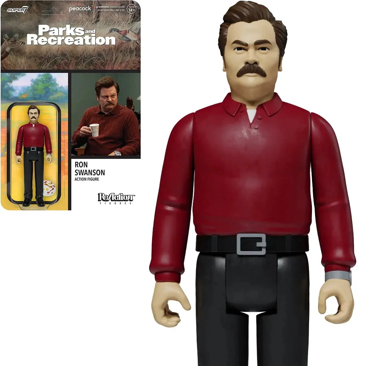 Super7 Reaction Figures - Parks And Recreation - Ron Swanson Action Figure (81983) Last One! 1