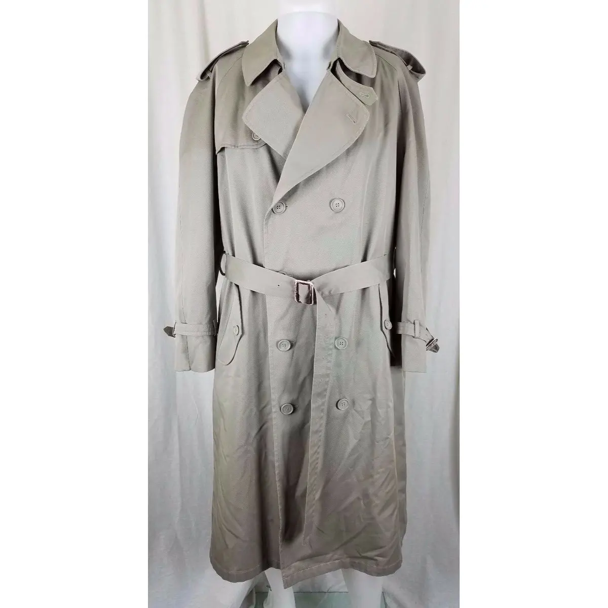 Stafford Insulated Double Breasted Trench Coat Mens 42R Removable Lining Khaki 1
