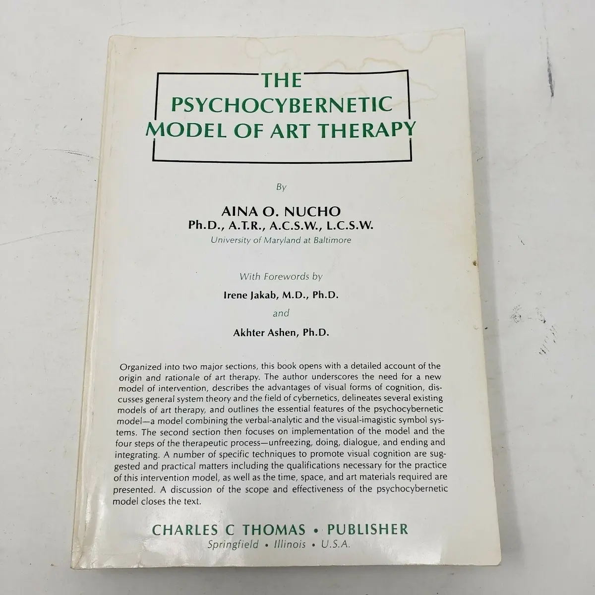 The Psychocybernetic Model Of Art Therapy By Aina O. Nucho 1987 Paperback Book 1