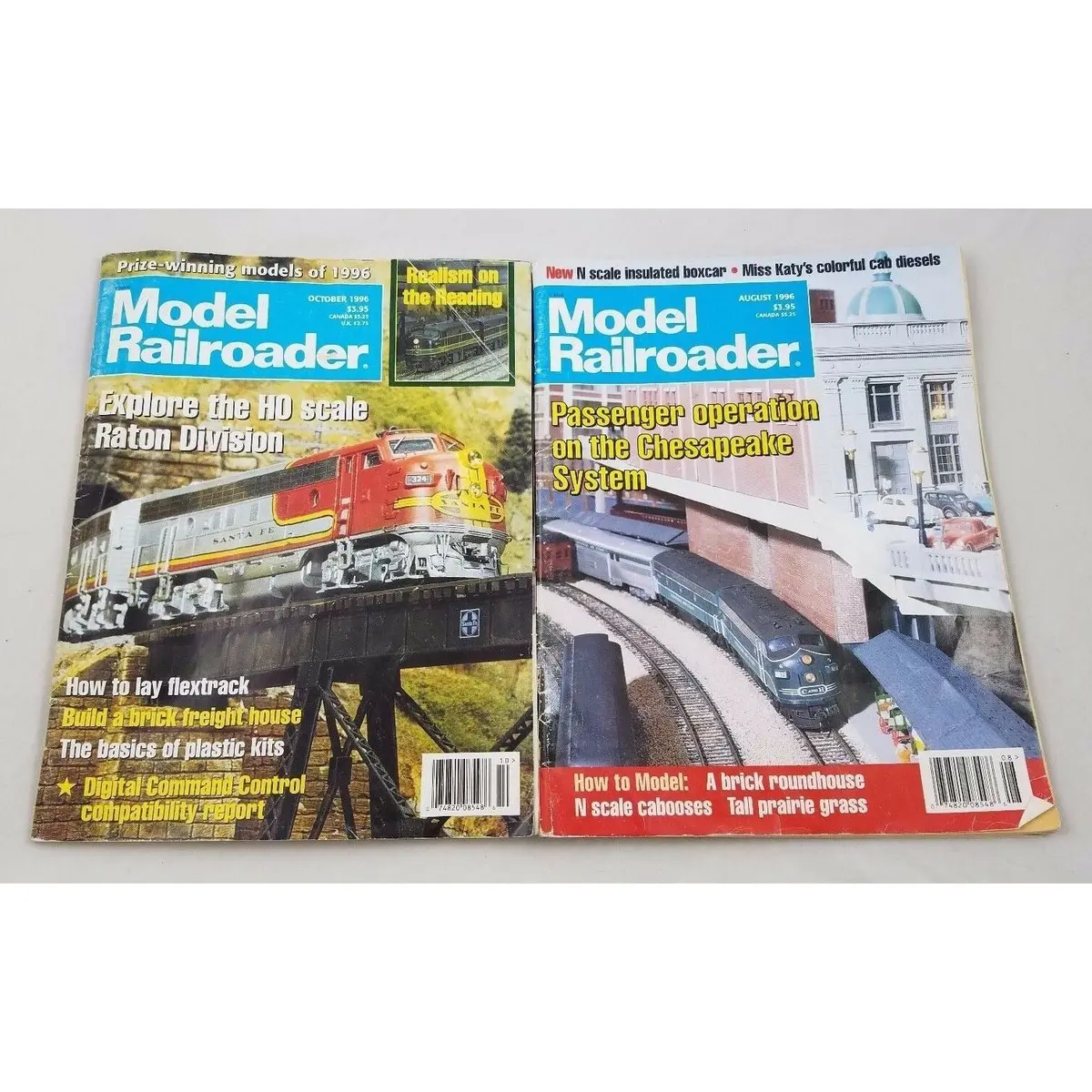 1996 Model Railroader Magazine Lot Of 2 Back Issues August & October Toy Trains 1