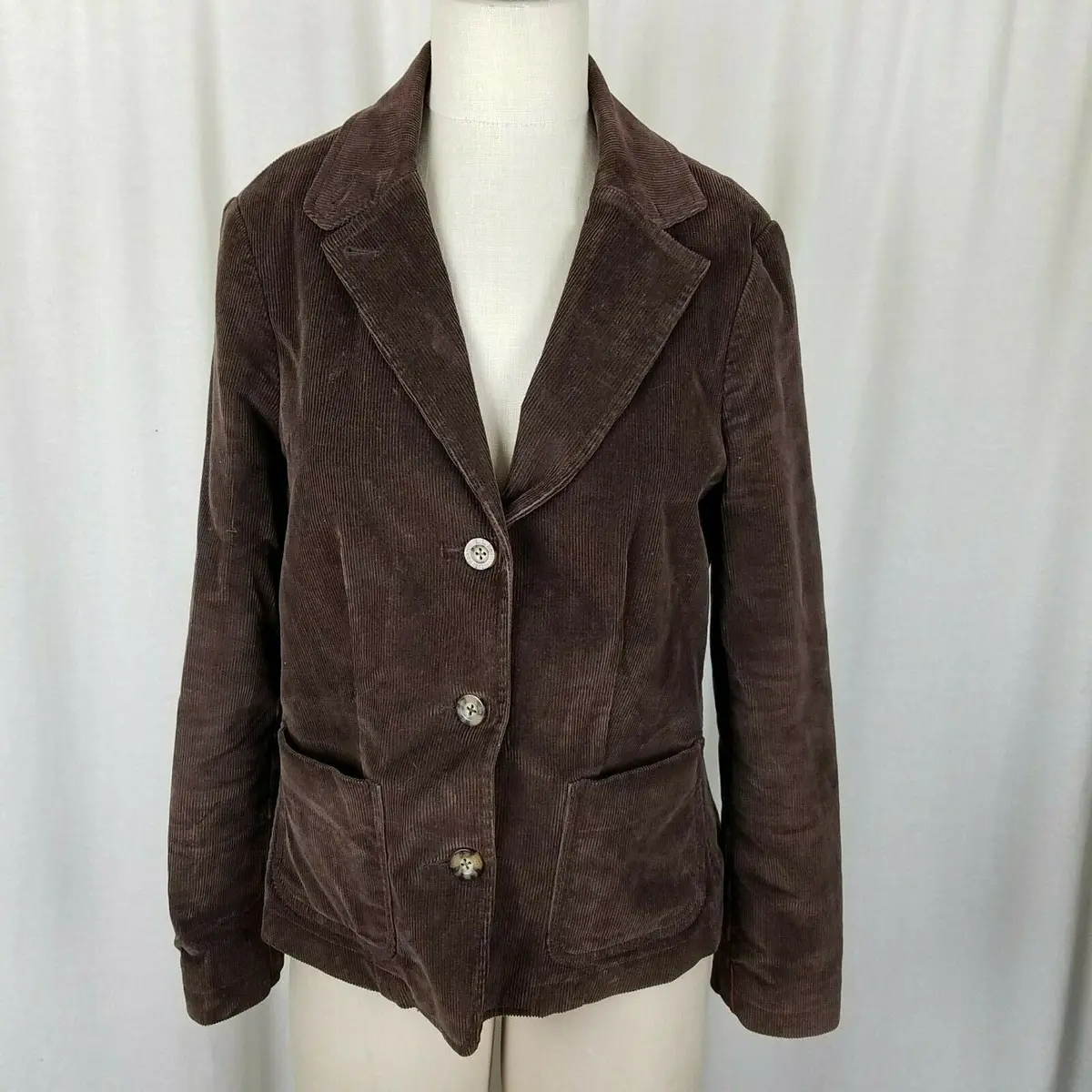 Ll Bean Riding Equestrian Corduroy Blazer Jacket Womens 8P Chocolate Brown 1